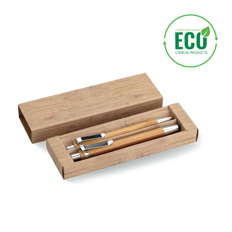 Pen and pencil set with logo BAMBOOSET