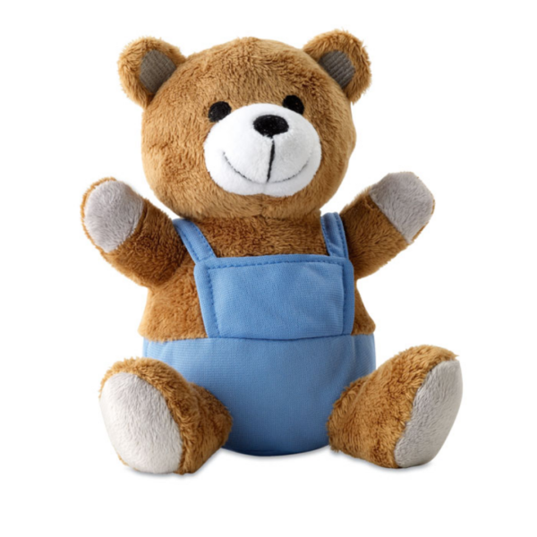 Gadget with logo Teddy Bear NICO Teddy bear plush with logo dressed with colourful outfit. Available color: Blue Dimensions: 16X14,5X12,5 CM Width: 14.5 cm Length: 16 cm Height: 12.5 cm Volume: 1.22 cdm3 Gross Weight: 0.061 kg Net Weight: 0.055 kg Magnus Business Gifts is your partner for merchandising, gadgets or unique business gifts since 1967. Certified with Ecovadis gold!