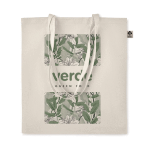 Gadget with logo Bag ZIMDE Certified organic cotton shopping bag with logo with long handles. Made from 100% natural organic cotton 140 gr/m². A classic tote bag design made to carry your daily groceries or other items. Carry the bag in your hands or over your shoulder with the long handles. Available color: Beige Dimensions: 38X42 CM Width: 42 cm Length: 38 cm Volume: 0.296 cdm3 Gross Weight: 0.072 kg Net Weight: 0.065 kg Magnus Business Gifts is your partner for merchandising, gadgets or unique business gifts since 1967. Certified with Ecovadis gold!