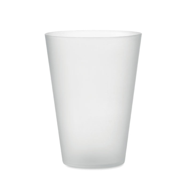 Cup with logo 300ml FESTA LARGE Reusable PP cup with logo with frosted finish. Capacity: 300 ml. Using reusable drinkware is a sustainable choice to help preventunnecessary waste. With throw away plastics becoming less popular, these reusable cups are the perfect solution to any event, party and festival. Available color: Transparent White, White, Black Dimensions: Ø7.5X10.5CM Height: 10.5 cm Diameter: 7.5 cm Volume: 0.061 cdm3 Gross Weight: 0.017 kg Net Weight: 0.015 kg Magnus Business Gifts is your partner for merchandising, gadgets or unique business gifts since 1967. Certified with Ecovadis gold!