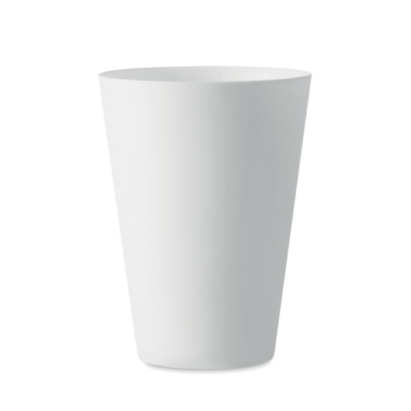 Cup with logo 300ml FESTA LARGE Reusable PP cup with logo with frosted finish. Capacity: 300 ml. Using reusable drinkware is a sustainable choice to help preventunnecessary waste. With throw away plastics becoming less popular, these reusable cups are the perfect solution to any event, party and festival. Available color: Transparent White, White, Black Dimensions: Ø7.5X10.5CM Height: 10.5 cm Diameter: 7.5 cm Volume: 0.061 cdm3 Gross Weight: 0.017 kg Net Weight: 0.015 kg Magnus Business Gifts is your partner for merchandising, gadgets or unique business gifts since 1967. Certified with Ecovadis gold!