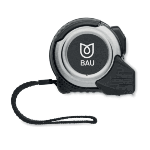Gadget with logo Measuring tape MESPRO 5M measuring tape with logo with shockproof rubber casing and Auto Stop function. Includes silver metal clip on the back and wrist strap. A must-have tool for the DIY amateur or professional. A simple tool to measure everything you need. Available color: Black Dimensions: 7,4X7,2X3,6CM Width: 7.2 cm Length: 7.4 cm Height: 3.6 cm Volume: 0.34 cdm3 Gross Weight: 0.22 kg Net Weight: 0.195 kg Magnus Business Gifts is your partner for merchandising, gadgets or unique business gifts since 1967. Certified with Ecovadis gold!