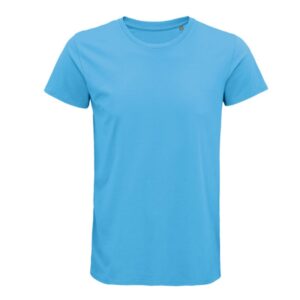 T-shirt with logo Crusader men T-shirt with your logo in organic cotton with natural finish. Softer and more comfortable feel, ribbed collar in cotton, taped neck seam, tubular knit. No-Label. Fabric details: 150g/m², single jersey 100% organically grown cotton. OEKO-TEX. Only sold with print Depending on the surface we can use embroidery, engraving, 360° imprint or screen print.