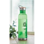 Water bottle with logo in Tritan™ which is BPA free.With stainless steel bottom and lid with bamboo detail. Bamboo is a natural product, there may be slight variations in colour and size per item. Capacity: 800 ml. Not suitable for carbonated drinks. Leak free. We use different printing techniques to add your logo. Depending on the surface we can use embroidery, engraving, 360° imprint or screenprint.