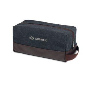 Travel gadget with logo cosmetic bag ZURICH Travel gadget with logo cosmetic bag with one zipper. High quality 450 gr/m² washed canvas. Lining is in RPET 210D. Side handle and bottom in recycled PU. Depending on the surface we can use embroidery, engraving, 360° imprint or screen print.