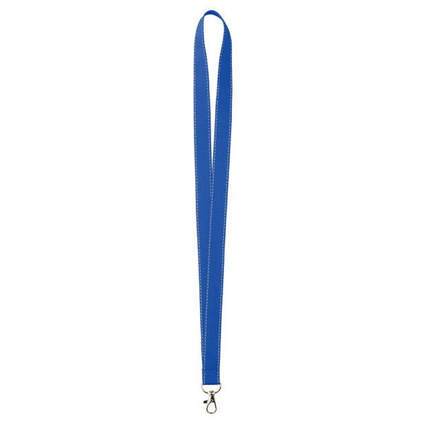 ML1021 lanyard with logo ML1021 lanyard with logo made from polyester ca.90cm. With reflective threads woven into the ribbon and a metal karabinier or choose from one of the other clip options. Polyester ribbon is printed with your pan tone colour matched logo designs on one or two sides. We use different printing techniques to add your logo. Depending on the surface we can use embroidery, engraving, 360° imprint or screenprint.