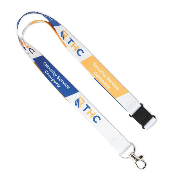 5104 Lanyard with logo 5104 Lanyard with logo made in the EU in fine polyester with metal karabinier. Ca. 90cm. Ribbons are printed in full colour sublimation and printed on one or two sides. The lanyard is cut to size after printing and the positioning of the logo on the reverse of the item may be different per lanyard. It is therefore recommended to use repeated, non-positioned designs for the reverse side. We use different printing techniques to add your logo. Depending on the surface we can use embroidery, engraving, 360° imprint or screenprint.