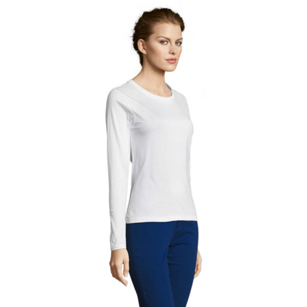 T-shirt with logo women MAJESTIC SOL'S MAJESTIC; WOMEN'S ROUND NECK LONG SLEEVE T-SHIRT; 100% semi-combed Ringspun cotton Jersey 150; Reinforcing tape on neck; Round elastane rib collar; Low neckline; Fitted cut; Ribless cuffs; Cut and sewn; (1) Grey melange : 85 % cotton / 15 % viscose. Available color: Kelly Green, Deep Black, Navy, White Dimensions: 45 X 33 X 25 CM Volume: 0.001 cdm3 Gross Weight: 0.145 kg Net Weight: 0.128 kg Magnus Business Gifts is your partner for merchandising, gadgets or unique business gifts since 1967. Certified with Ecovadis gold!