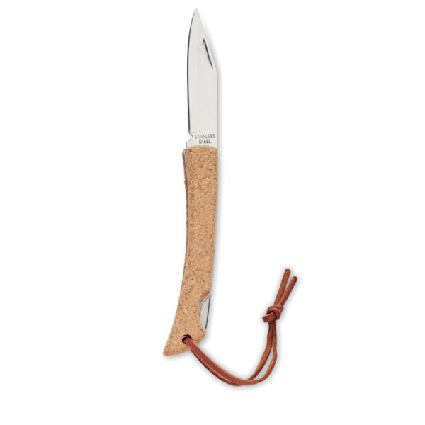 Foldable knife with cork