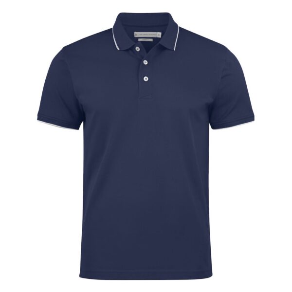 Golf Polo with logo Greenville Men Introducing our stylish and comfortable men's polo shirt, designed to enhance your performance on the golf course while keeping you looking and feeling your best. Crafted from high-quality materials and featuring thoughtful design details, this golf polo with logo is the perfect addition to any golfer's wardrobe. Our polo shirt is tailored for both style and comfort, with a classic white stripe at the collar and sleeves adding a touch of sophistication to the design. Made from a comfortable stretch material in Lacoste knit, it offers freedom of movement and flexibility, allowing you to swing with ease and confidence. The enzyme-washed finish gives the polo shirt a soft and luxurious feel, while the short placket and absence of buttons add a modern and streamlined look. The grey stripe on white polo shirts adds a subtle contrast, creating a timeless and elegant aesthetic that is sure to turn heads on the course. Magnus Business Gifts is your partner for merchandising, gadgets or unique business gifts since 1967. Certified with Ecovadis gold!